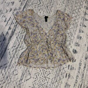 Wild Fable Purple and Yellow Floral Blouse